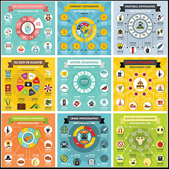 9款圆盘形矢量信息图表素材