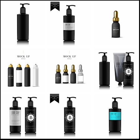 逼真的棕色精油瓶样机矢量模型