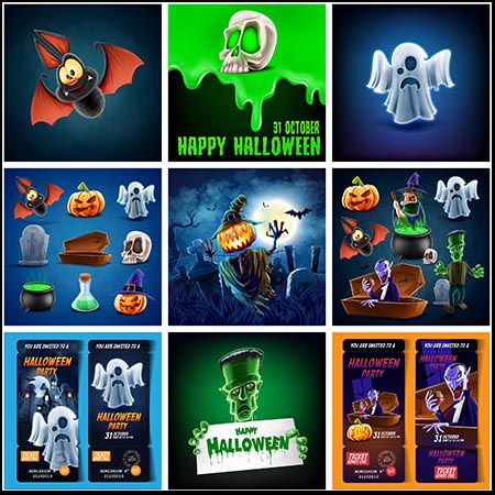 30套万圣节南瓜怪恐怖海报和万圣节海报设计素材