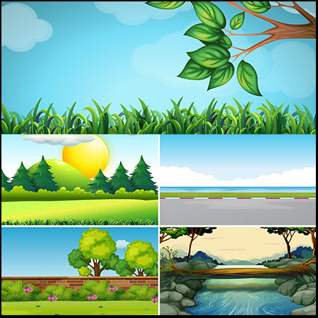 春季夏季自然景观卡通插图蚂蚁素材网矢量素材精选