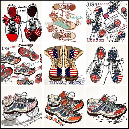 19款运动休闲鞋蚂蚁素材网矢量插图精选