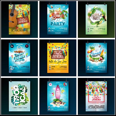 你好夏天,夏季海报横幅商场促销插图矢量设计元素