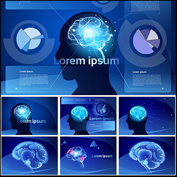 12款蓝色大脑神经元素蚂蚁素材网矢量背景精选插图