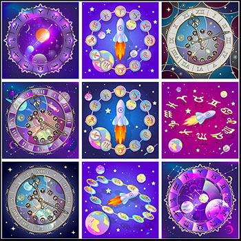 25款漂亮的圆盘十二星座蚂蚁素材网矢量背景精选素材