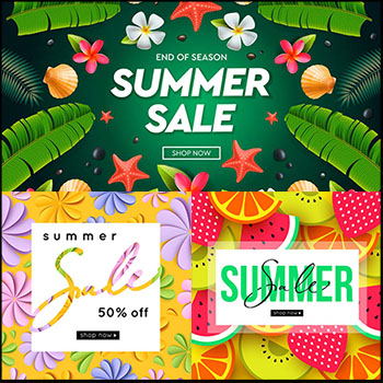 11套夏季促销打折横幅矢量广告插图模板