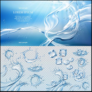 流动的水波和水渍倒出的水背景蚂蚁素材网矢量插图精选