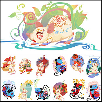 25款鼠年卡通老鼠蚂蚁素材网矢量插图精选