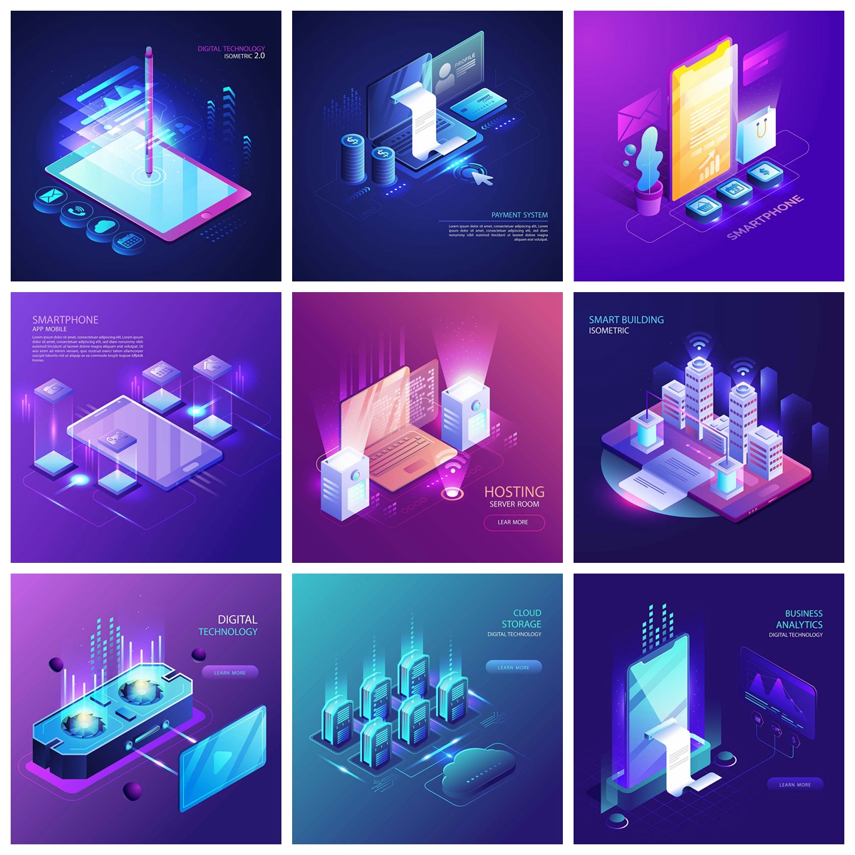 2.5D立体UI插画设计商务科技金融区块链网页海报Ai蚂蚁素材网矢量素材精选