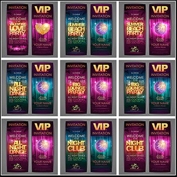 Disco舞厅派对VIP展板广告矢量海报