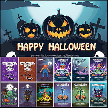 45款精美万圣节海报和万圣节蚂蚁素材网矢量插图精选