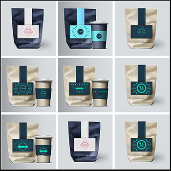 薯片小吃锡箔纸包装袋矢量样机模型