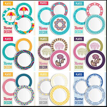 花纹装饰的碗碟蚂蚁素材网矢量素材精选