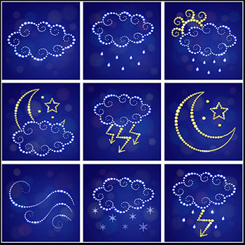 蓝色背景天气标志蚂蚁素材网矢量插图精选