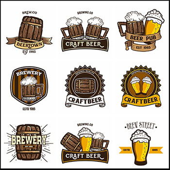 12款啤酒和啤酒桶矢量LOGO图标