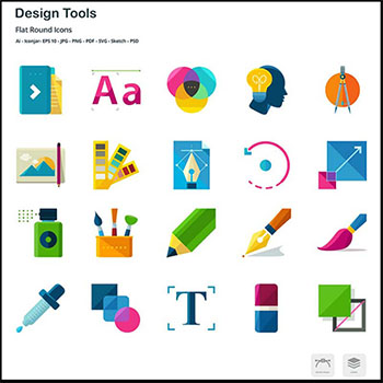 扁平化彩色设计工具蚂蚁素材网矢量图标精选