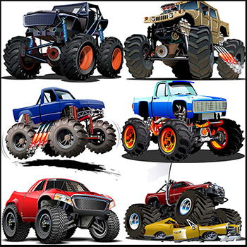 10款霸气的卡通越野汽车蚂蚁素材网矢量插图精选