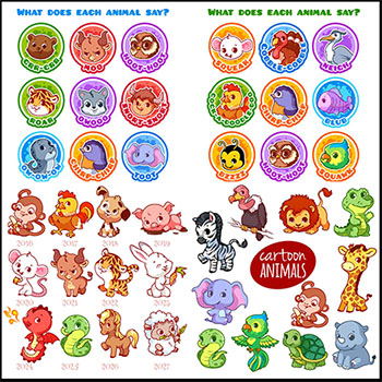 11套可爱卡通森林动物贴纸蚂蚁素材网矢量素材精选