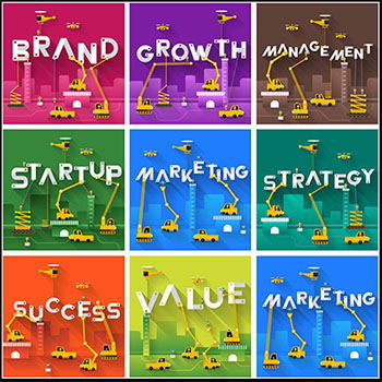 卡通工程车房屋建设文字蚂蚁素材网矢量背景精选