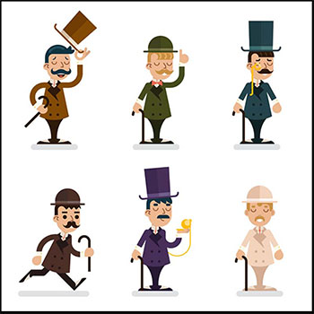 商业绅士卡通人物蚂蚁素材网矢量插图精选