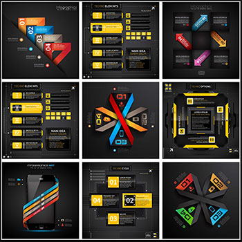 22款黑色风格信息图表蚂蚁素材网矢量插图精选