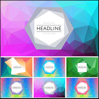 13款低多边形PPT演示文稿矢量封面背景素材