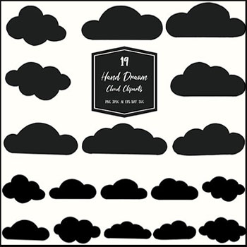 手绘云朵黑白剪影蚂蚁素材网矢量图标精选