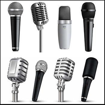 9款话筒麦克风蚂蚁素材网矢量插图精选