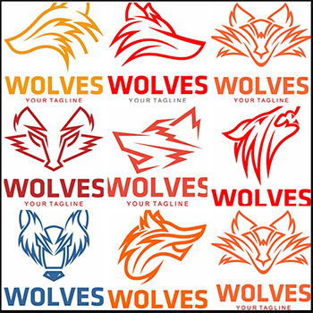 8款狼头图标LOGO标志素材
