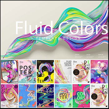 16款渐变流体背景国外艺术贺卡海报蚂蚁素材网矢量素材精选