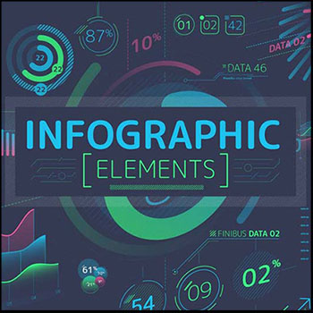 暗色调风格平面分布矢量信息图表图标