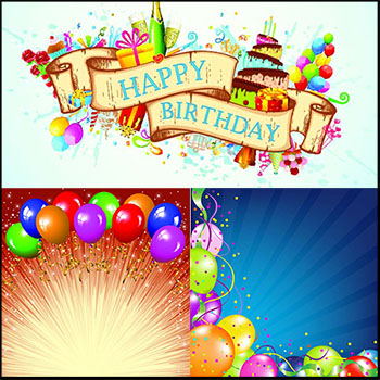 10款漂亮气球插图生日快乐蚂蚁素材网矢量背景精选