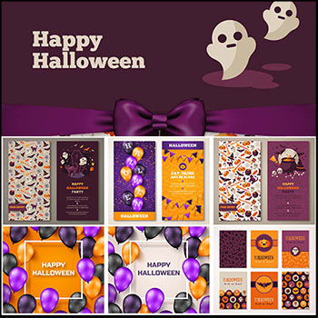 26款南瓜怪骷髅幽灵万圣节海报背景
