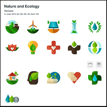 绿色自然生态扁平化蚂蚁素材网矢量图标精选
