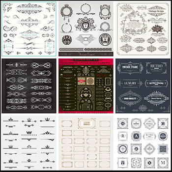 26套欧式复古花纹边框蚂蚁素材网矢量素材精选