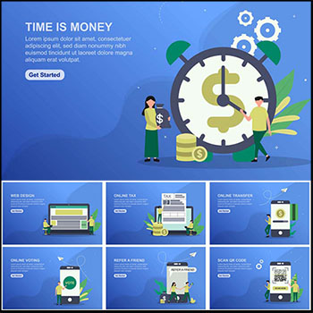 网页横幅金融商务APP软件蚂蚁素材网矢量插图精选