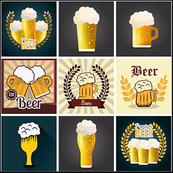 25款酒杯里的啤酒和酒瓶蚂蚁素材网矢量插图精选