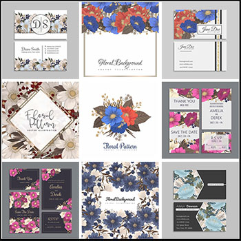 鲜花装饰背景的名片卡片蚂蚁素材网矢量素材精选