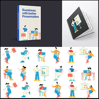 卡通商务办公人士蚂蚁素材网矢量插图精选