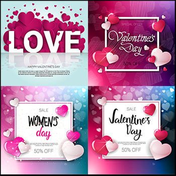 9款情人节妇女节海报促销背景蚂蚁素材网矢量素材精选