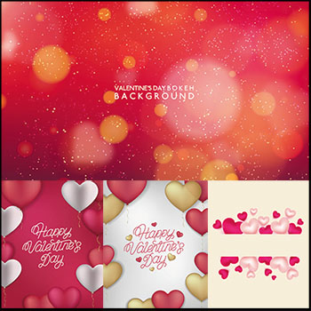 14款浪漫情人节爱心背景商场促销海报素材