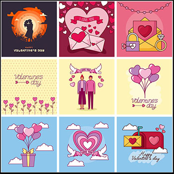 可爱卡通情人节约会爱情婚礼邀请函卡片海报背景