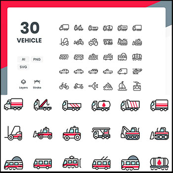 60个汽车飞机自行车轮船等运输工具蚂蚁素材网矢量图标精选