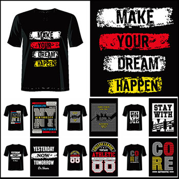 10款T恤英文蚂蚁素材网矢量插图精选图案