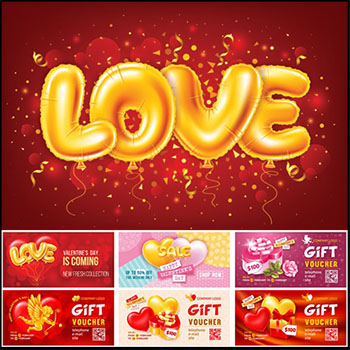 8款情人节妇女节商场促销打折横幅矢量海报
