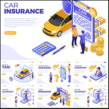 汽车金融出租车公司企业2.5D网页横幅插画