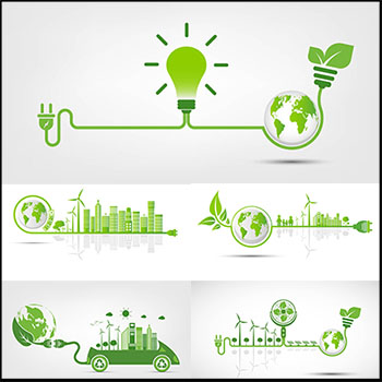 6款绿色环保节能插图蚂蚁素材网矢量素材精选