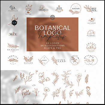 30个优雅手绘植物矢量LOGO标志