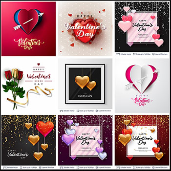 25款情人节快乐浪漫爱心背景装饰蚂蚁素材网矢量插图精选