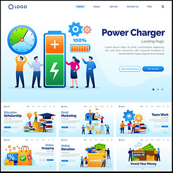 网络营销与技术扁平化网页横幅蚂蚁素材网矢量插图精选