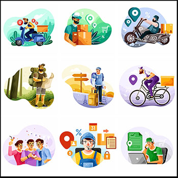 物流运输户外冒险探险矢量插画